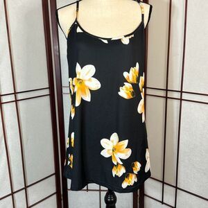 Lily by Firmiana black floral top (fits like 2x)